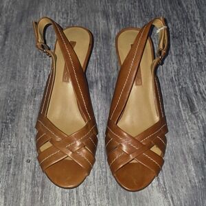 Bandolino Women's Brown Leather‎ Slingback High Heel Sandals Size 7M
